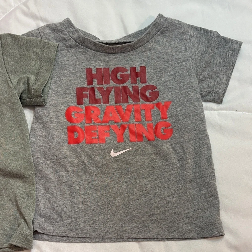 Set of 3 Nike Kids' Gray and Red Graphic Tees size 18m (red has no size tag)